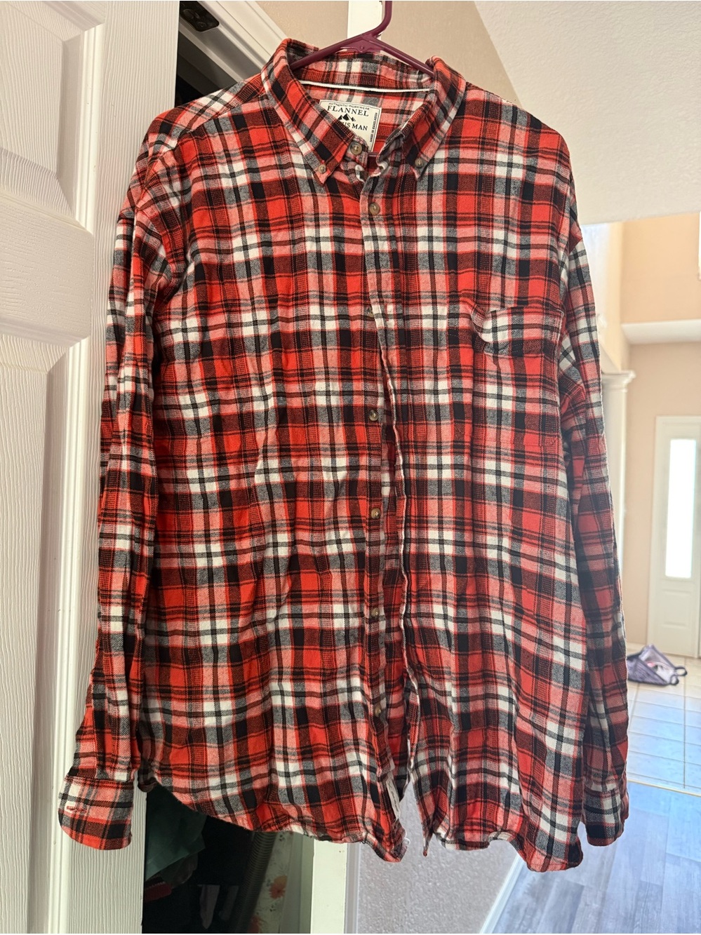 Cactus Red Black White Plaid Button-Down Flannel Shirt